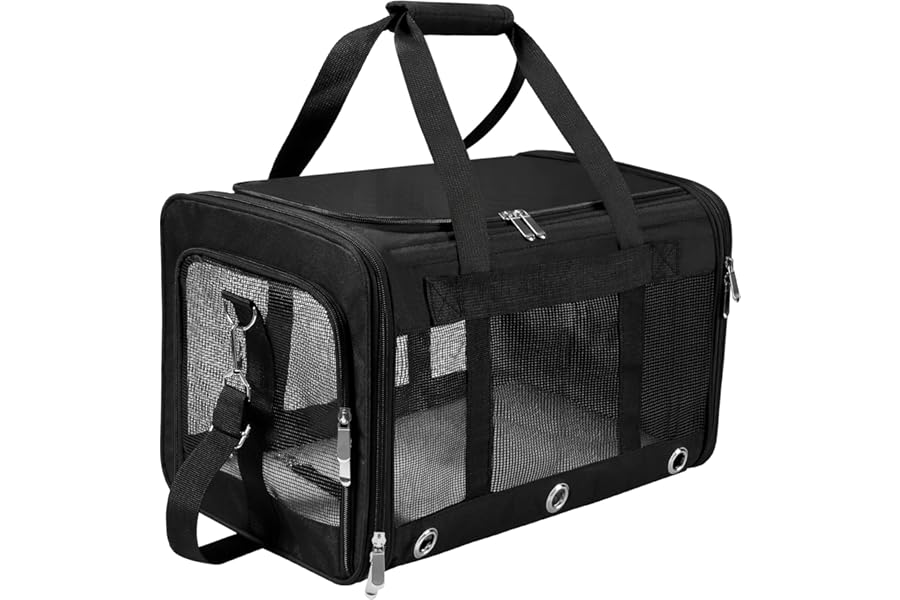 Dycietx Soft Sided Foldable Cat/Dog/Pet/Puppy Carrier Bag, Portable Pets Travel Carriers For Cats/Dogs With Shoulder Strap & Removable Mat, Durable Cat Basket of 17 lbs Airline Approved(Black, M)