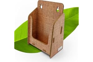 stableco 1x Porta brochure ecologico da parete DIN A6 verticale 1 scomparto, portaprospetti da interno in design naturale No Plastic! Just Paper! Porta flyer da parete sostenibile, Montaggio a parete