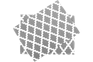 Penguin Home 100% Algodón Manteles Individuales 6-Pieza Establecer, Patrón Gris