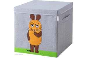 LIFENEY meets Die Maus Aufbewahrungsbox mit Deckel für Kinder – Box mit der kultigen Maus zum Verstauen von Spielzeug – 33 x 33 x 33 cm passend für klassische Würfelregale