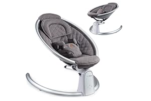 Hot Mom dondolo neonati,sdraietta neonati Elettrica,Blocco, Timer,Bluetooth (Grigio scuro)