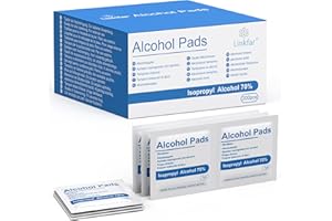 LINKFAR Lingettes nettoyantes alcool isopropylique 70% – 200 pcs – Lingettes pour nettoyage de la peau, hygiène quotidienne, voyage & bureau