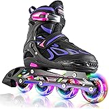 2PM SPORTS Brice Pattini in Linea Regolabili, Ruote Illumina LED, Divertente Inline Skates per Bambina e Bambino e Bambini