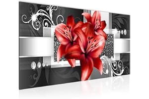 Runa Art Tableau Decoration Murale Lis Fleurs 1 Partie Moderne Toile non tissée Salon Salle Abstrait Rouge 008612c