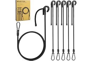 ‎RUGTOL Expander mit Haken, Upgrade 120cm Verstellbare Spanngummi mit Karabiner, Einfach 17 bis 120 cm Einstellbar Elastische Vielzweck Gepäckspanner für Möbeln, Sackkarren, Motorrad, 6 Stück