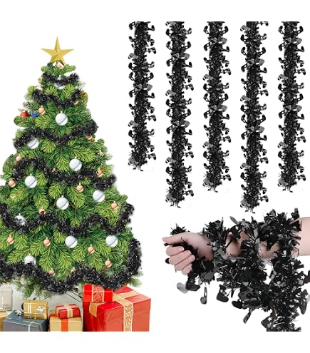 EBOOT Guirlande Tinsel Métallique Scintillante 32,8 Pieds - Décoration Noël Blanc