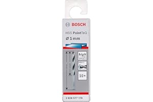Bosch Professional 10 brocas helicoidales HSS PointTeQ, para metal, accesorio de taladro, Talla, diámetro 1 mm
