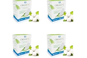 ‎ORGANYC Organyc Hygienebinden für den täglichen Gebrauch mit gefalteten Flügeln aus 100% Bio-Baumwolle - 4 Packungen zu je 10 Stück (Insgesamt 40 Stück)