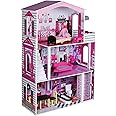 Large Wooden Play Doll House With Accessories & Furniture Role Play Doll House 4 Designs Christmas, Birthday Girls Gift (Design 4)