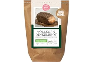 Bio Dinkel Brotbackmischung Vollkorn Dinkelbrot - 100% Bio-Vollkornmehl aus Bayern - Saatenbrot ohne Weizen - für Brotbackautomat & Ofen - Brot backen - Bake with Love - 1er Pack
