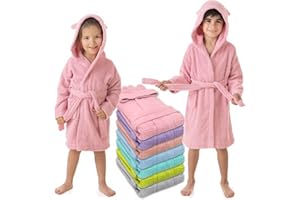 LEBENGOOD - Peignoir de bain enfant, et Robe de Chambre: Fille et Garçon - 100% coton OEKO-TEX®. - 2 poches, ceinture, Capuche avec Oreilles, en peluche très doux