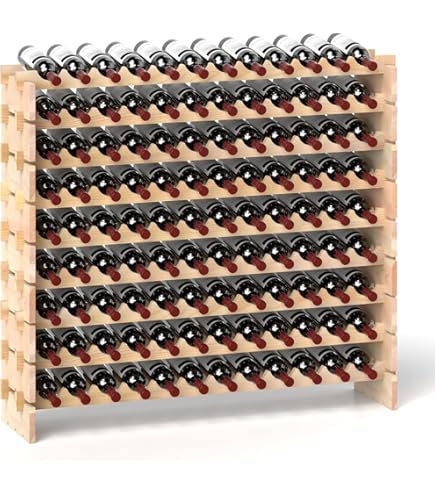 KADAX Wijnrek van hout, 52 x 25,5 x 52 cm, groot flessenrek voor vele