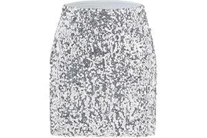 PONCEAU Pailettenrock Für Damen Glitzer Rock Kurz Damen Sexy Midi Skirt Hüftrock mit Elastische Taille Party Rave Outfit Karneval Weihnachten