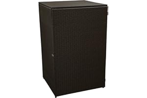 gartenmoebel-einkauf Mülltonnenbox für Tonnen bis 120 Liter, 64x66x109cm, Stahl + Polyrattan Geflecht Mocca