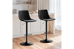 ‎STOOLINK STOOLINK Barhocker 2er Set Höhenverstellbar Barstuhl mit Mikrofaser-Leder, Tresenhocker für Lobby 360° Drehbar Bistrohocker mit Lehne für Wohnzimmer, Esszimmer, Küche-Schwarz