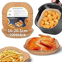 HONYAO Backpapier für Heißluftfritteuse 2-4,5 L, 100 Stück 16-20,5 cm Eckig Air fryer Baking Papier Liners Antihaft Einwegpap