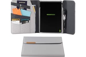 Rocketbook Flip Capsule Folio Cover - 100% Recyclable Cover with Pen Holder, Magnetic Clasp & Inner Storage - Gray, Letter Size (8.5" x 11") (Cap-FLP-L-CIN)