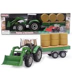 MONDO MONDO-51180 Moyens de Travail Motors-Friction Farm Tractor Remorque Arrière Embrayage Pull Retour pour Enfants-Taille 40 Cm-Tracteur avec remorque-51180, Multicolore, 51180
