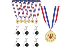 XUWAIDSGN 6 Stück Bowling Medaillen und Bowling Schlüssel Pins Set 5cm Bowlen Logo Medaillen Schlüsselanhänger Gold Bowling Medaillen Bowling Pin Schlüsselbund für Kinder