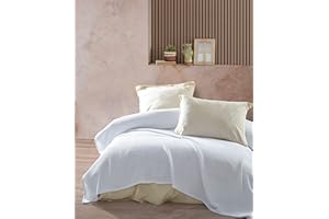 BOHORIA® Koc dzienny o strukturze waflowej Pure Waffle, bardzo duży, 210 x 240 cm, 100% bawełny, Öko-Tex®, narzuta na sofę, fotel i łóżko, narzuta na sofę, koc do mieszkania (Pure Waffle Throw) (Pearl, 210 x 240 cm)