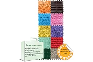 ORTO NATURE 10-Piece Sensory Massage Puzzle Play Mat–Interlocking Orthopedic Floor Tiles & Textured Sensory Mats for Kids & Adults (Morning Miracle)