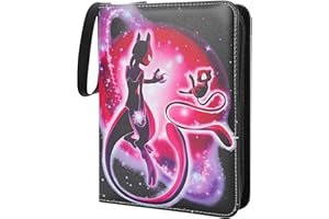 YIEDLSKSY Trading Card Albums 4 Pocket, Trading Card Binder Waterproof, Premium Cards Holder Album with Removable Sleeves, Trading Card Holder, Game Cards Book Folder for Boys Girls (Mew)