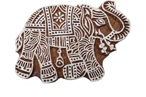 Knitwit Wooden Textile Decorative Elephant Printing Block Hant Hand Carved Stamp
