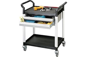 T-EQUIP Kunststoffwagen mit 2 Schubladen PSC-122, 2 Etagen, LxBxH: 850 x 480 x 950 mm, Kapazität: 200 kg