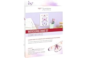 Tombow - Watercoloring Canvas Set | Kit de Dibujo y Pintura Mariposas - Set de Acuarela con Rotuladores, Pincel de Agua, Paleta y Lienzos de Cartón