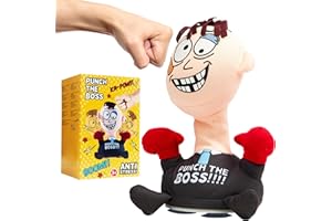 KreativeKraft Jouet Anti Stress Adulte Bureau Idée Cadeau Humoristique Collègue Homme Femme Punching Ball Bureau Antistress Adultes Funny Gifts Secret Santa (Gris foncé)
