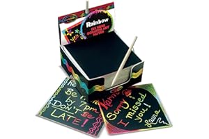 Melissa & Doug - Caja de mininotas con el Arco Iris Scratch Art - The Original, Estilo de Madera, 125 Notas, niñas y niños, Ideal para Edades de 4, 5, 6 años - Certificados FSC