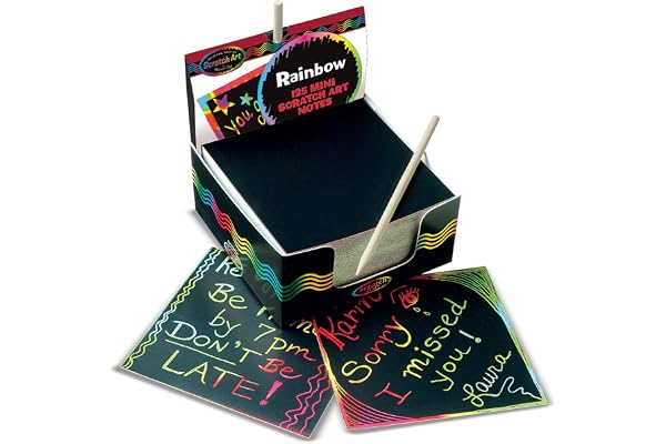 Melissa & Doug- Scratch Art-Pack 125 Mini-Feuilles Arc-en-Ciel, 15945, Cube - Certifiés FSC