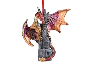 DESIGN TOSCANO Ozdoby choinkowe - Zanzibar gotycki smok na zamku ozdoba świąteczna - posąg smoka - dekoracje świąteczne