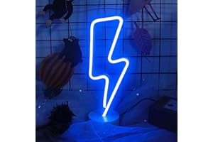 BringLuck2U Blitz Neon Signs LED Lightning Bolt Neon Cartel Funciona con pilas Azul LED Decorativas Luces Nocturnas Decoración de Mesa para Salón Oficina Navidad Cumpleaños Boda Decoración