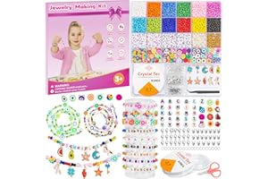 OFCIIN 4 mm perline per bracciale perla di rocaille, kit perline per gioielli con perle lettera perline in argilla polimerica Smiley animale fiore frutto, kit bracciale perla per bambini adulti