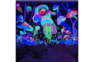 Alishomtll Arazzo da parete astratto, con luce nera, in arte UV, psichedelica, decorazione per la casa, per camera da letto, 210 x 150 cm