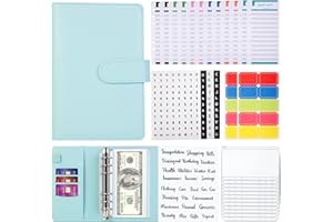 TOUVE Classeur A6 en PU Cuir,Classeur Budget A6,Classeur Budget 12 PVC Enveloppe Budget 12 Feuilles Budget,Budgétisation L'argent Enveloppes Économiser Organisateur avec Fermeture Boucle Magnétique