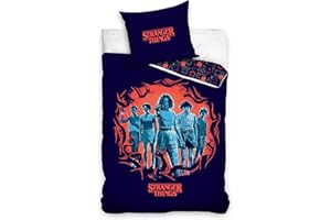 CARBOTEX Stranger Things - Juego de cama (135 x 200 cm y 80 x 80 cm)