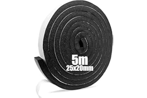 SDLDEER Joint Isolation pour Porte Fenêtre 2.5cm X 2cm X 5m Joint mousse Adhésif, Isolation Phonique Bande d'Étanchéité pour Porte Fenêtre Anti-Collision Noir