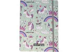 ‎THEONOI hochwertige Kinder Box Sammelbox Heftebox Zeichenbox Dokumenten Dosier Ordner mit Gummizug Gummiband DIN A4 - wählbar: Frozen Einhorn Luna Lama- Geschenk für Mädchen (Einhorn magic)