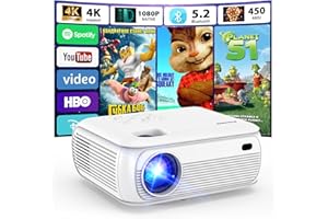 AGIMA 4K Vidéoprojecteur 1080P Nativo 2025 Projecteur Portable avec Smart TV OS Apps intégrées, 450ANSI, Haut-Parleur Stéréo, WiFi 6, Bluetooth 5.2 Projecteur Compatible Con TV Stick/Smartphone/HDMI, Blanc