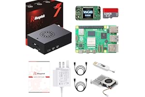 iRasptek Starter Kit for Raspberry Pi 5 RAM 16GB - 128GB Edition of OS-Bookworm Pre-Loaded (Aluminum Case)