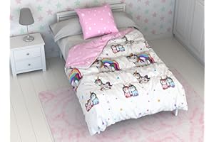 HM'S HOME'SECRET Funda Nórdica Infantil Reversible Modelo Music Unicornio (Cama 90)