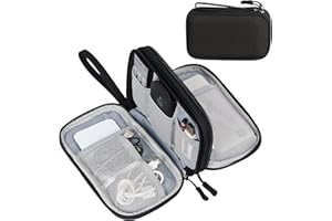FYY Borsa per cavi,organizer per cavi elettronici,organizer per cavi, accessori elettronici,borsa universale per accessori per cellulare, cavo di ricarica,power bank,chiavette USB,SD,2 layer,L,Nero