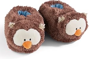NICI Hausschuhe Eule Oscar Größe 38-41 – kuschelige Pantoffeln für warme Füße, Plüsch-Schuhe im Eulen-Design für Kinder & Erwachsene, 48935, tolle Geschenkidee, braun