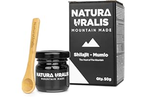 Natura Uralis Shilajit | Résine Minérale de Shilajit Bio, Formée Naturellement, Authentique - Excellente Source de Minéraux et d'Acides, Shilajit Noir Hautement Puissant (50g)