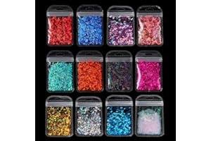 Yushu 12 couleurs de lettres de l'alphabet holographiques grosses paillettes en résine époxy paillettes 2 g par sac