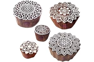 ROYAL KRAFT Traditional Pattern Mandala and Round Wood Block Stamps (Set of 5)
