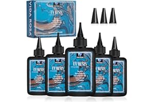 VIDAROSA VIDA ROSA Résine UV 500g - Pack de 5 Pièces Résine Époxy - Version Améliorée à Haute Brillance, Durcissement Rapide, Transparente comme du Cristal, Idéale pour Coulée et Revêtements