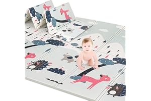 Aiious Tapis de jeux bebe Tapis pour bébé 200x180x1cm, Tapis de jeu bebe pliable imperméable Tapis pour enfant Couverture de jeu, Tapis d'éveil bébé réversible et non toxique Tapis de sol Tapis